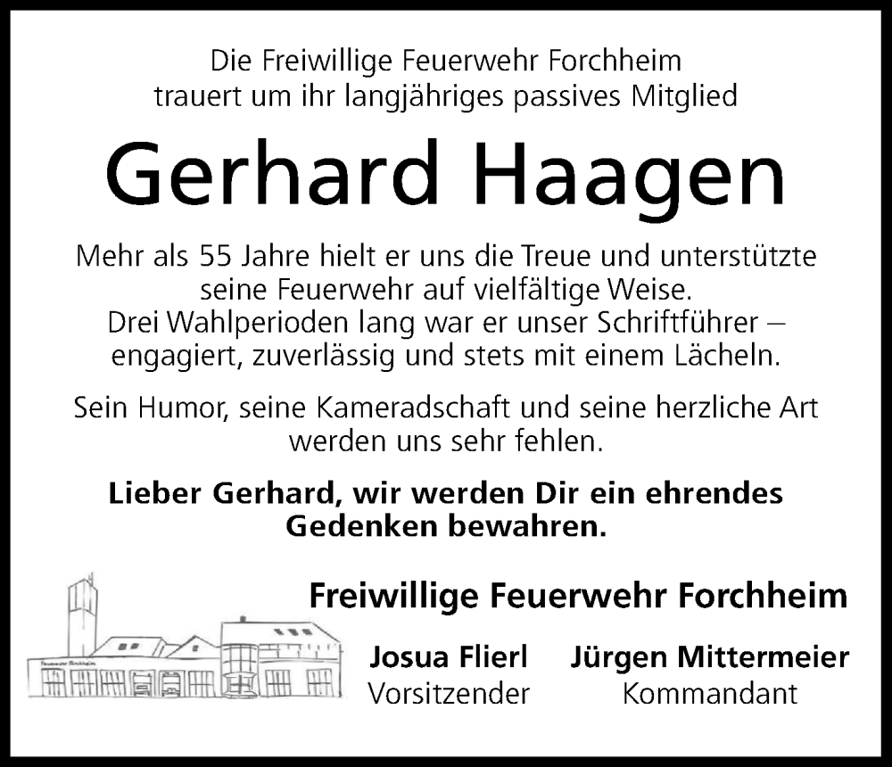  Traueranzeige für Gerhard Haagen vom 15.05.2025 aus MGO