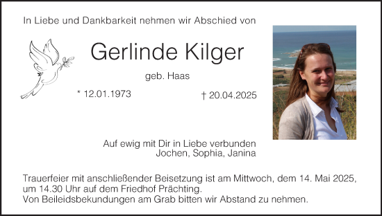 Anzeige von Gerlinde Kilger von MGO