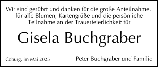 Anzeige von Gisela Buchgraber von MGO