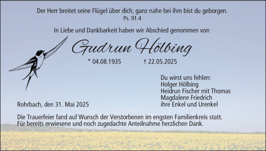 Anzeige von Gudrun Hölbing von MGO