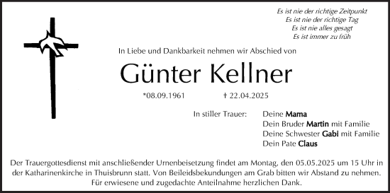 Anzeige von Günter Kellner von MGO