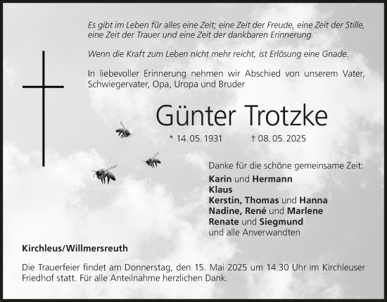 Anzeige von Günter Trotzke von MGO