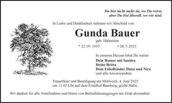 Anzeige von Gunda Bauer von MGO