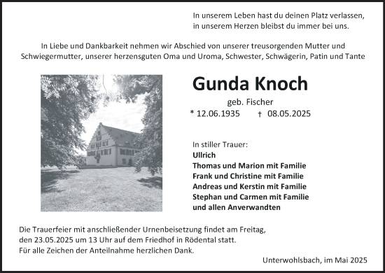 Anzeige von Gunda Knoch von MGO