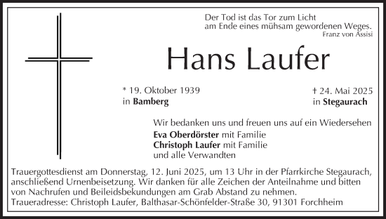 Anzeige von Hans Laufer von MGO