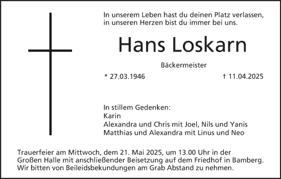 Anzeige von Hans Loskarn von MGO