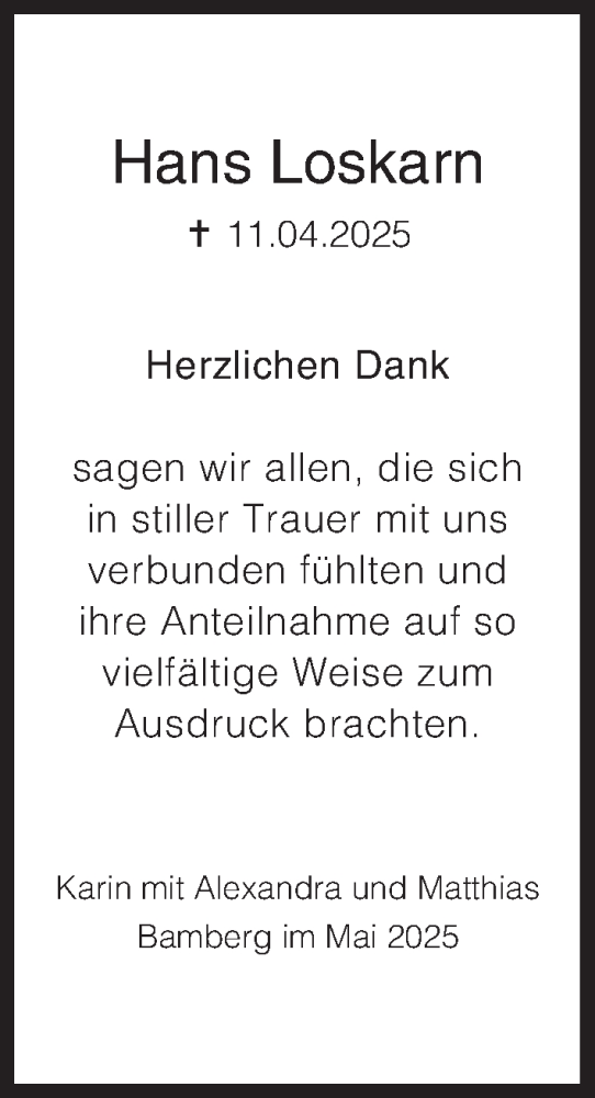 Anzeige von Hans Loskarn von MGO