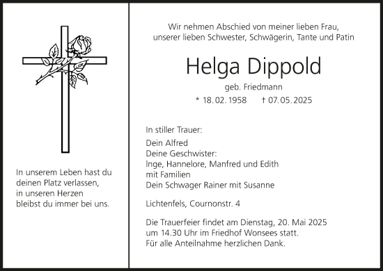 Anzeige von Helga Dippold von MGO