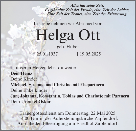 Anzeige von Helga Ott von MGO