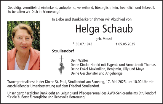 Anzeige von Helga Schaub von MGO