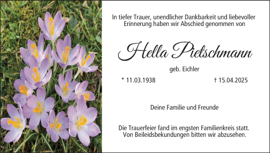 Anzeige von Hella Pietschmann von MGO