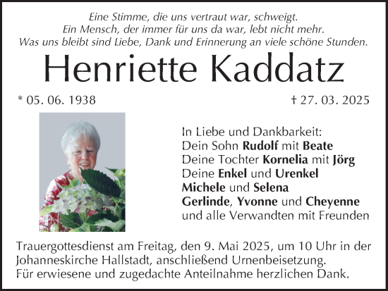 Anzeige von Henriette Kaddatz von MGO