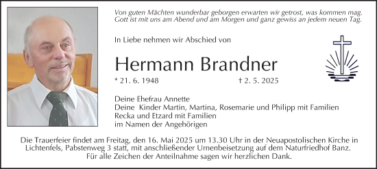 Anzeige von Hermann Brandner von MGO