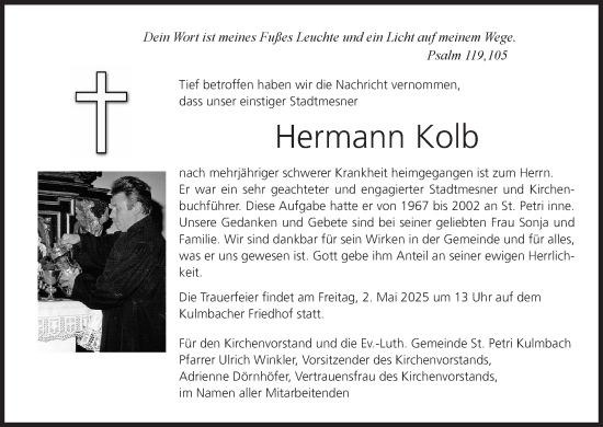 Anzeige von Hermann Kolb von MGO