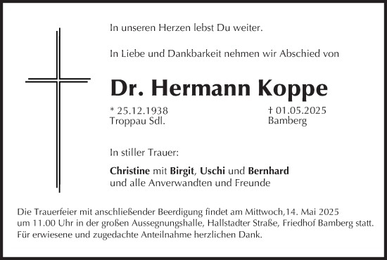Anzeige von Hermann Koppe von MGO