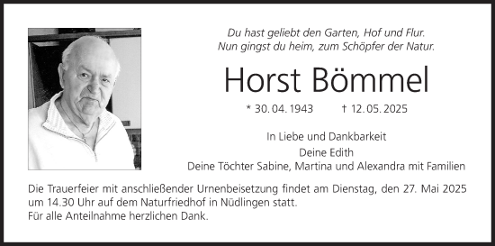 Anzeige von Horst Bömmel von MGO