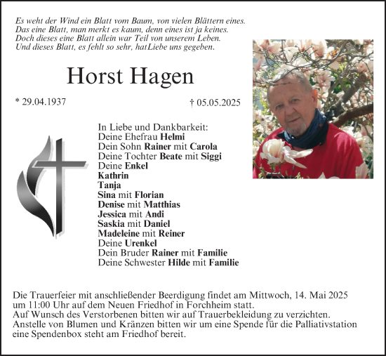 Anzeige von Horst Hagen von MGO