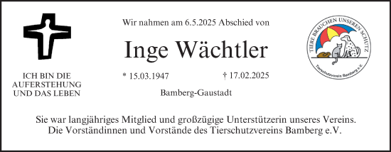Anzeige von Inge Wächtler von MGO