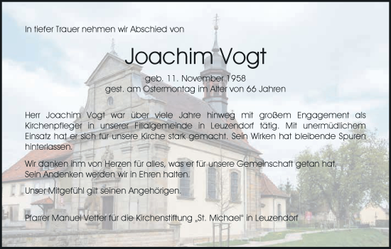 Anzeige von Joachim Vogt von MGO