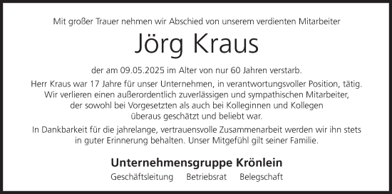 Anzeige von Jörg Kraus von MGO