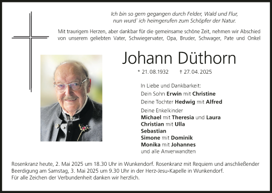 Anzeige von Johann Düthorn von MGO