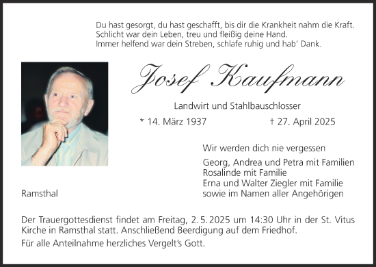 Anzeige von Josef Kaufmann von MGO