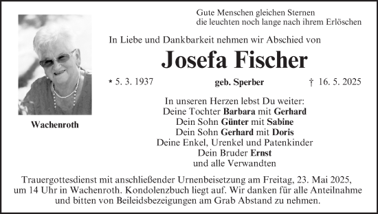 Anzeige von Josefa Fischer von MGO