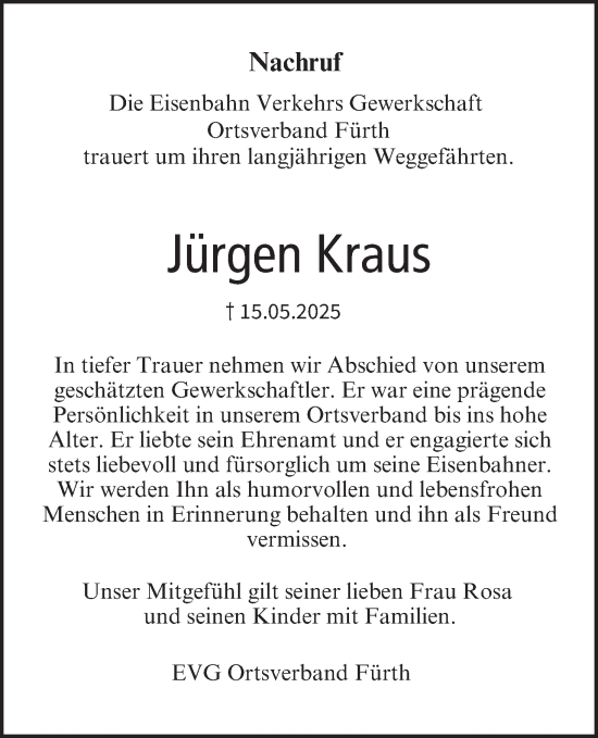 Anzeige von Jürgen Kraus von MGO