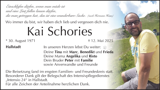 Anzeige von Kai Schories von MGO