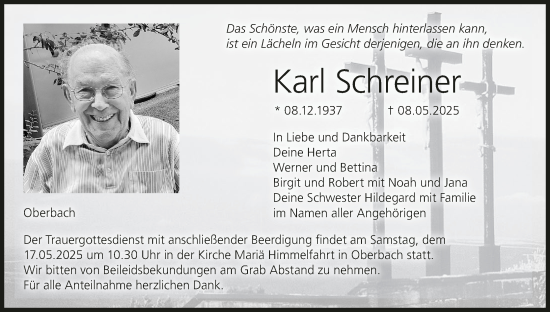 Anzeige von Karl Schreiner von MGO