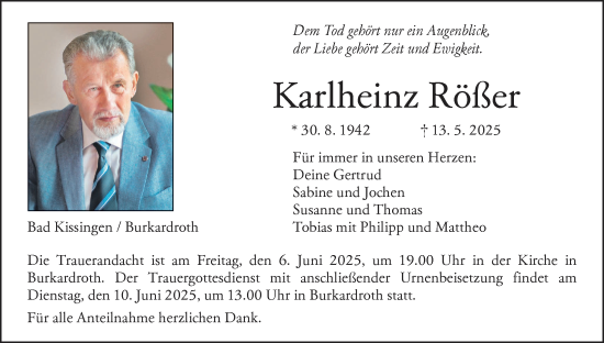 Anzeige von Karlheinz Rößer von MGO
