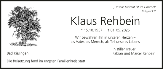 Anzeige von Klaus Rehbein von MGO