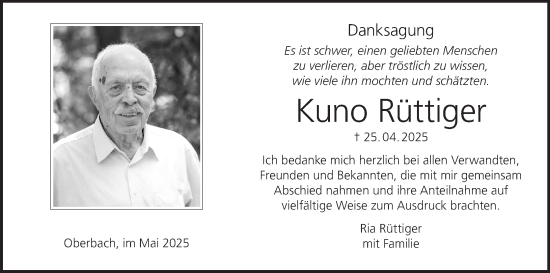 Anzeige von Kuno Rüttiger von MGO