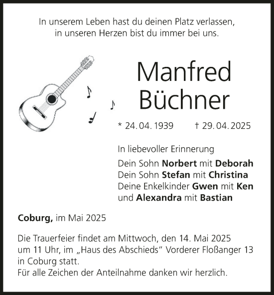 Anzeige von Manfred Büchner von MGO