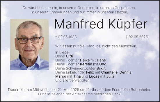 Anzeige von Manfred Küpfer von MGO