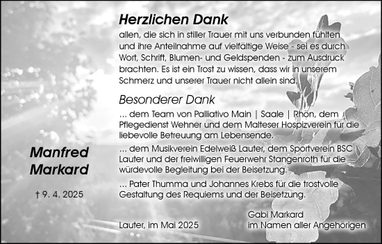 Anzeige von Manfred Markard von MGO