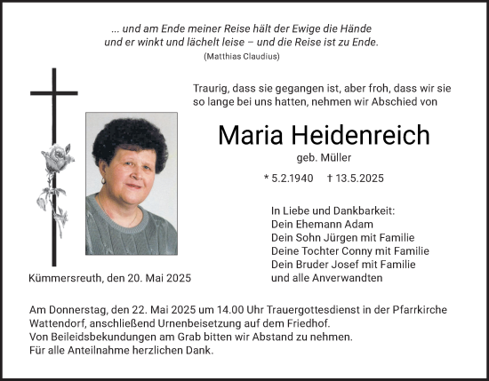 Anzeige von Maria Heidenreich von MGO