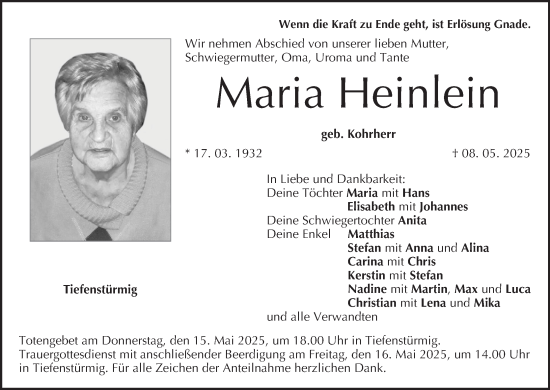Anzeige von Maria Heinlein von MGO