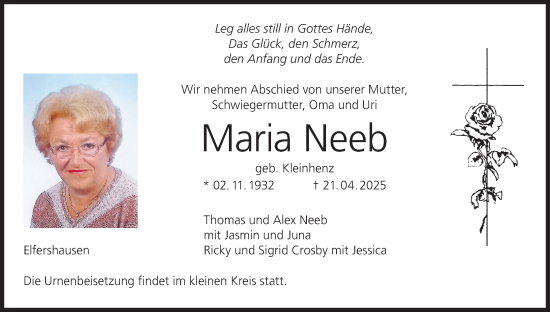 Anzeige von Maria Neeb von MGO