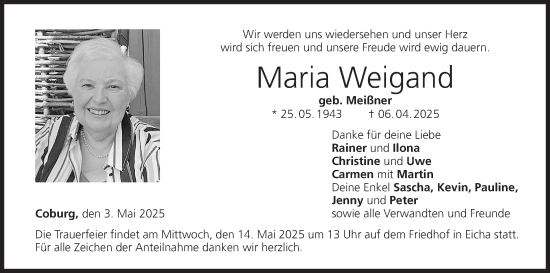 Anzeige von Maria Weigand von MGO