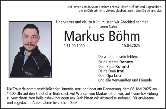 Anzeige von Markus Böhm von MGO