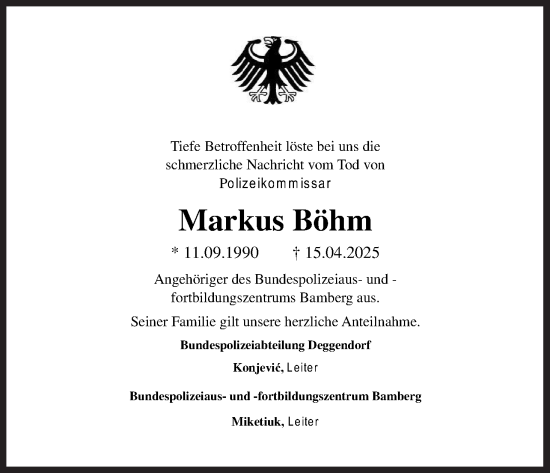 Anzeige von Markus Böhm von MGO