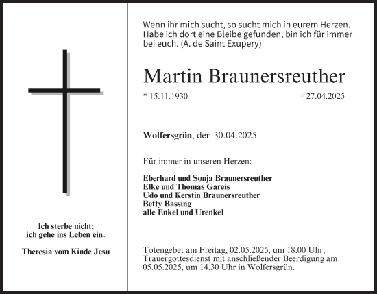 Anzeige von Martin Braunersreuther von MGO
