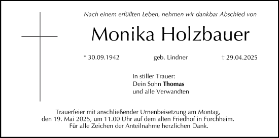 Anzeige von Monika Holzbauer von MGO