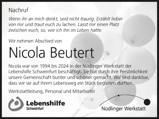 Anzeige von Nicola Beutert von MGO