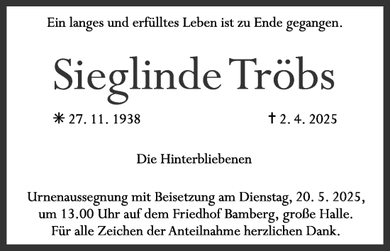 Anzeige von Olinde Tröbs von MGO