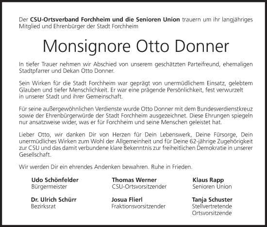 Anzeige von Otto Donner von MGO