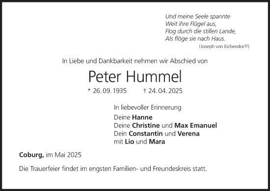 Anzeige von Peter Hummel von MGO