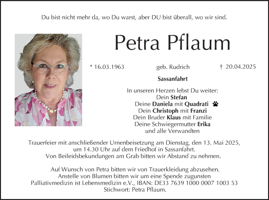 Anzeige von Petra Pflaum von MGO