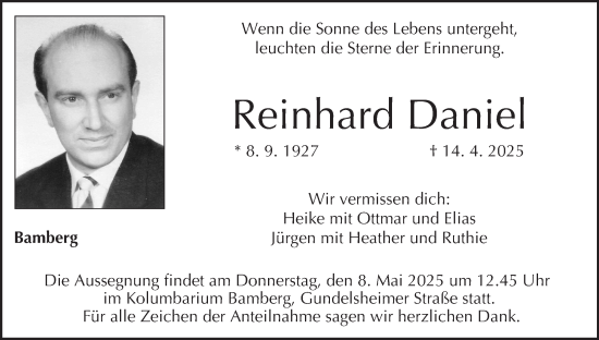 Anzeige von Reinhard Daniel von MGO